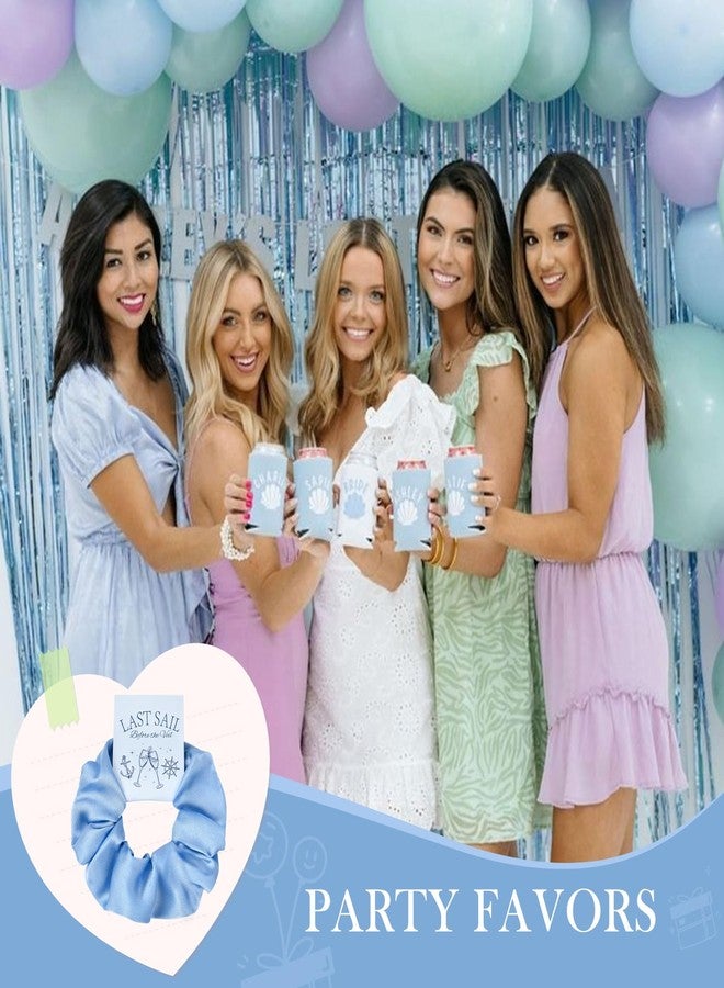 CEELGON Last Sail Before The Veil Bachelorette Party Favors Set of 8 Blue Themed Bridesmaid Proposal Gifts Satin Scrunchies Hair Ties Bridal Shower Wedding Favors for Women - Image 3